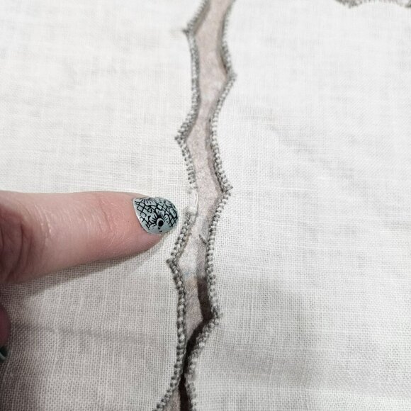 Vintage Set Of 4 Embroidered Linen Napkins With Floral Design MCM Off White Gray - Picture 6 of 6